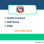 Health Assistant, Staff Nurse, ANM | latest jobs 2026